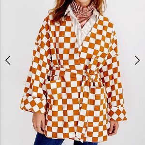 Madewell Checkerboard Wrap Jacket, Size Medium, 100% Cotton